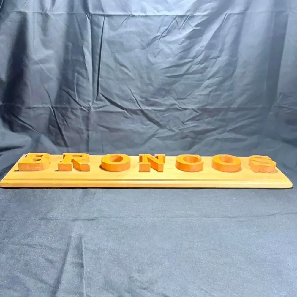 🚨 VINTAGE Hand Made Denver Broncos Wooden Sign 23” x 5.5” x 2”. 🏈